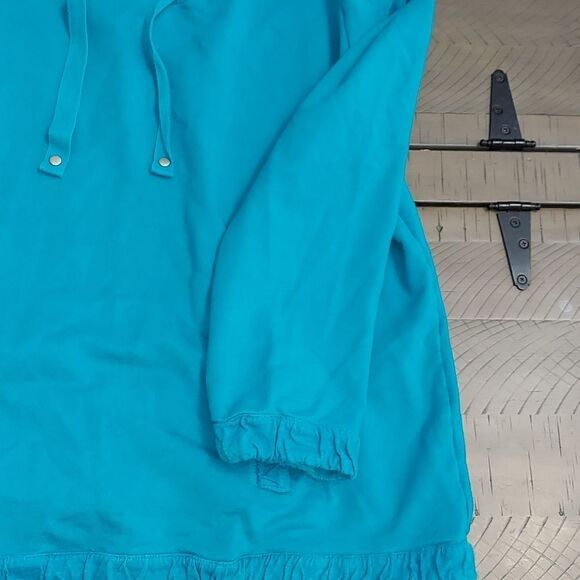 Soft Surroundings Turquoise Drawstring Sweatshirt Sz L - Picture 3 of 7